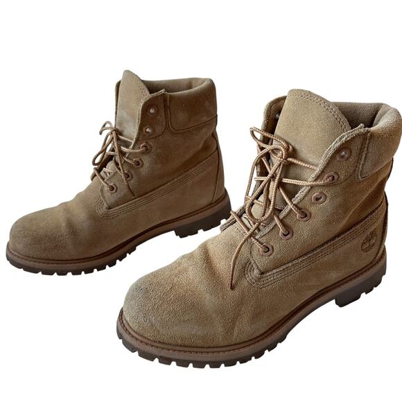 Timberland Boots Tan Yellow Suede Hiking Timberdry Primaloft Women's Size 9 - Picture 2 of 10